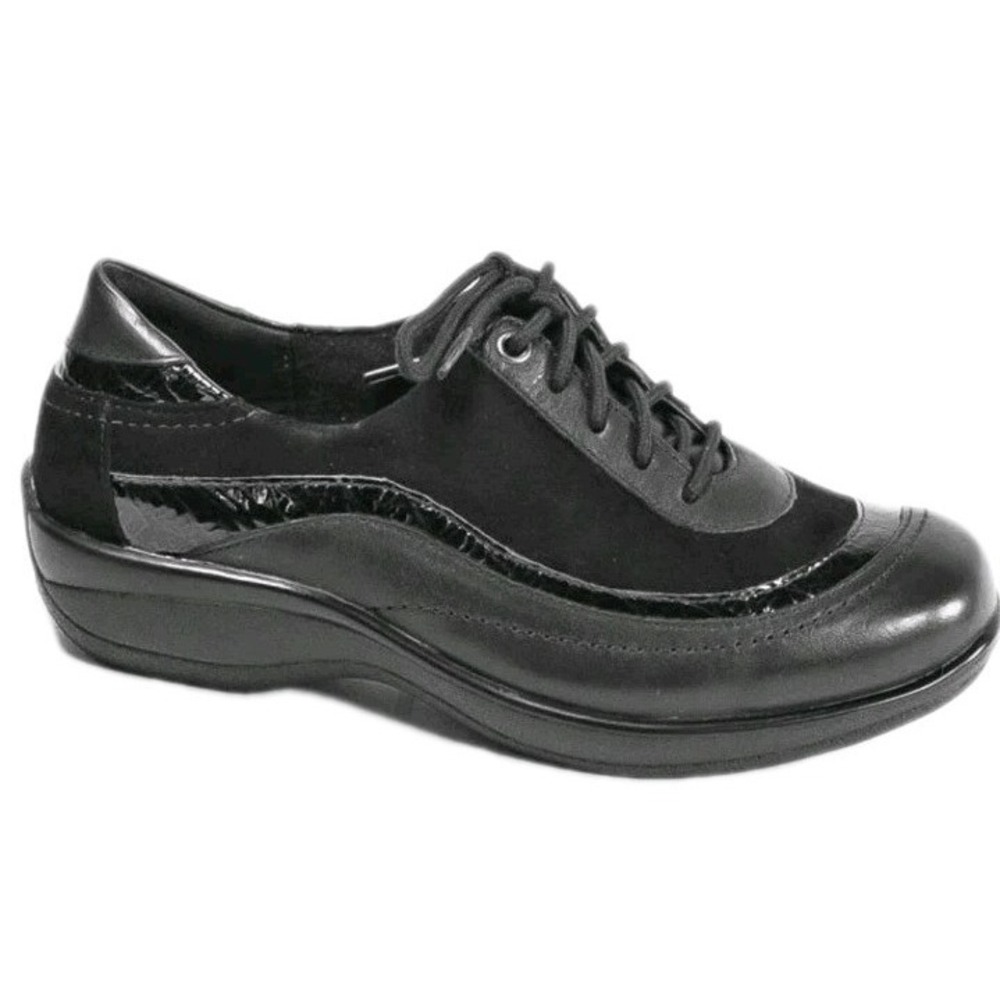 Ziera Jimi Oxford Shoes Women's 10 Black Leather Suede Comfort‎ Lace Up Sneakers